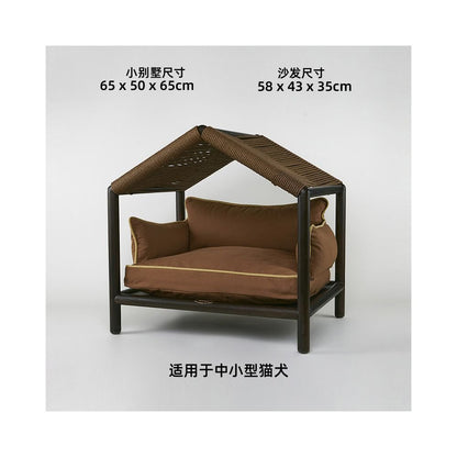 【北歐實木系列】高質感寵物沙發別墅｜多功能實木貓窩狗屋 - 吉安寵物用品
