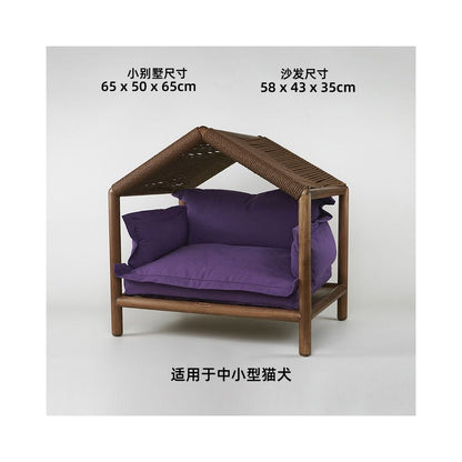 【北歐實木系列】高質感寵物沙發別墅｜多功能實木貓窩狗屋 - 吉安寵物用品