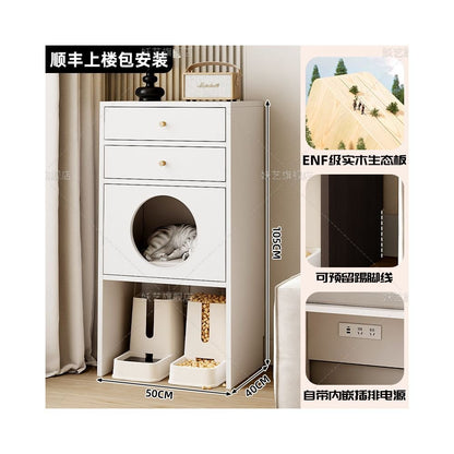 【私人客製化】一體式多功能貓櫃別墅｜防塵儲物收納櫃貓窩 - 吉安寵物用品