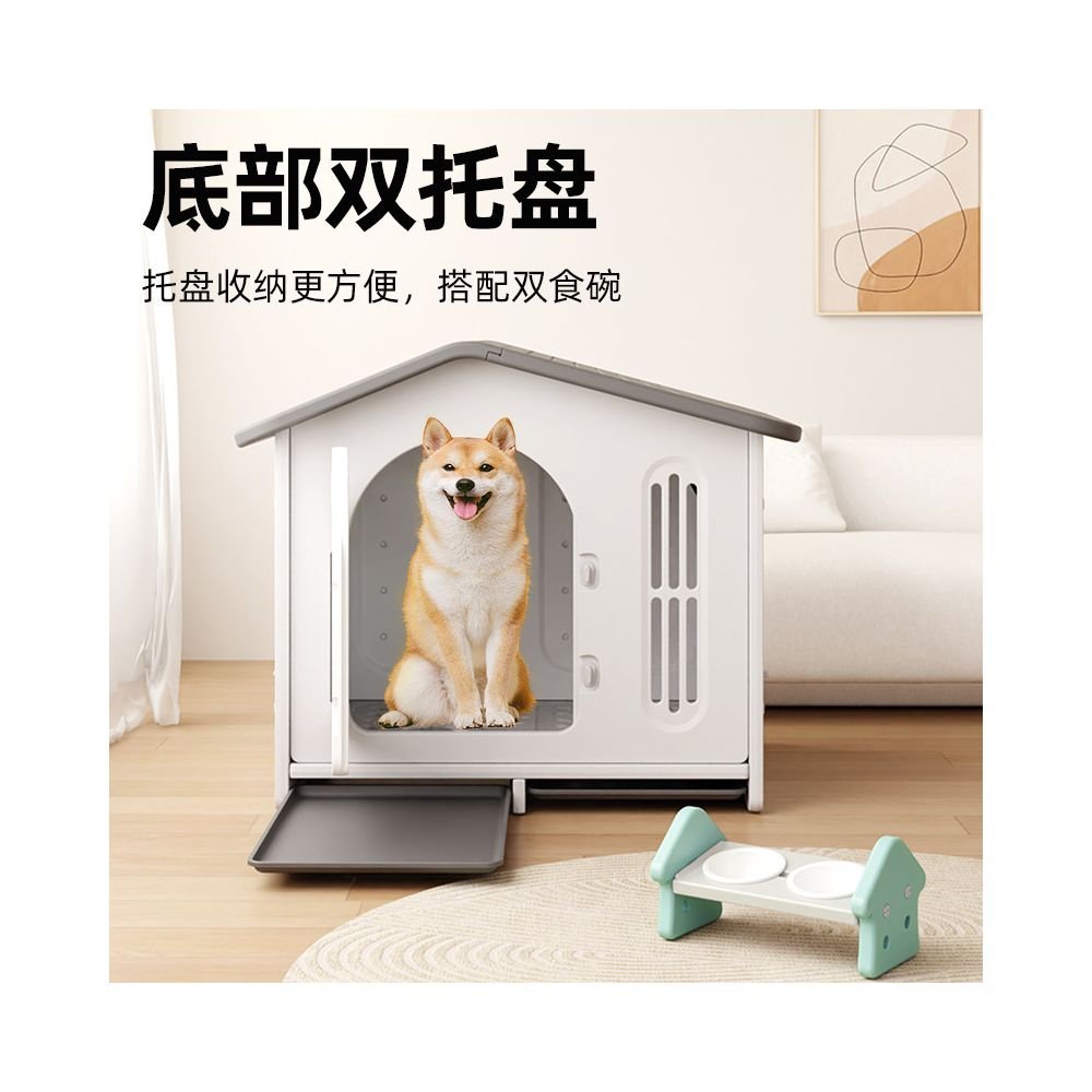 【戶外旗艦版】全機能寵物別墅｜自帶雙餐碗室內外通用狗屋 - 吉安寵物用品