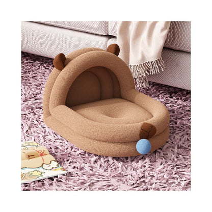 Strawberry Panda Den Thickened Winter Cat Sleeping Bed Warm in Winter Semi Enclosed Cat House Autumn Dog Bed Suitable for All Seasons - 吉安宠物用品