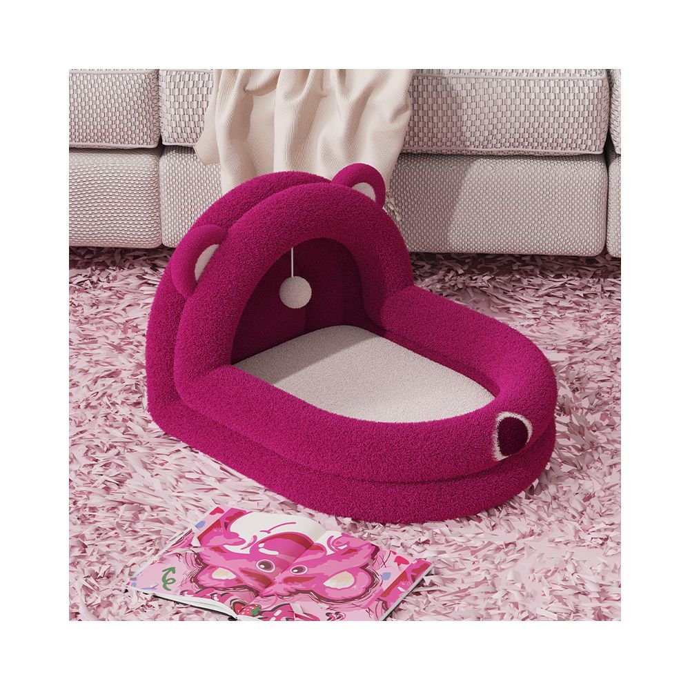 Strawberry Panda Den Thickened Winter Cat Sleeping Bed Warm in Winter Semi Enclosed Cat House Autumn Dog Bed Suitable for All Seasons - 吉安宠物用品